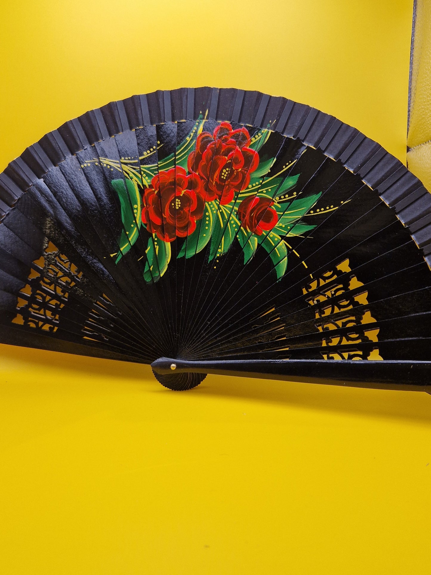 Flamenco Waaier van hout "La Negra"