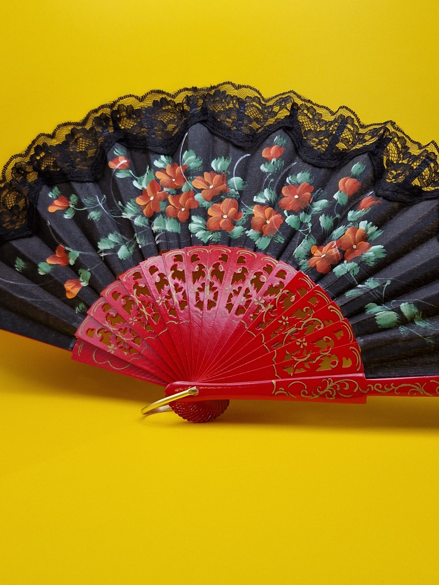 Flamenco Waaier van hout "El Jardín"