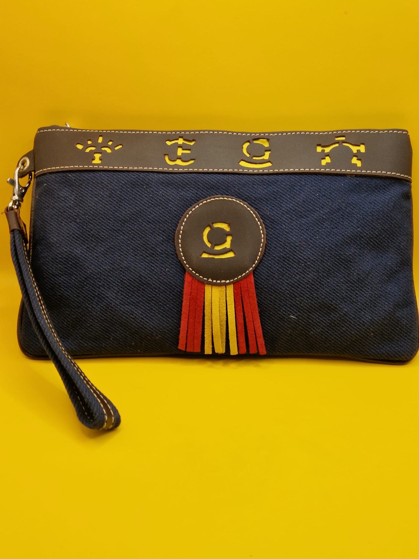 Sol Etui Tas - Stijlvolle Spaanse Tas in Donkerblauw en Fuchsia