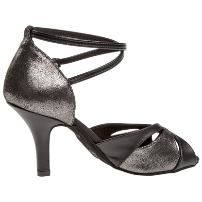 Diamant Salsa dansschoen Mod. 141 Zwart/platina nappa
