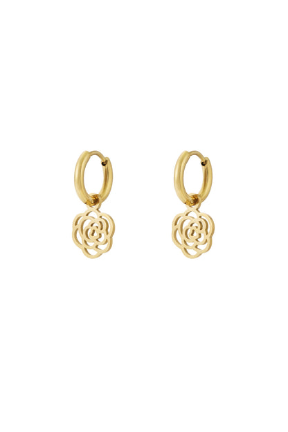 Roseta filigrane roos oorbellen – goud of zilver, perfect voor flamenco