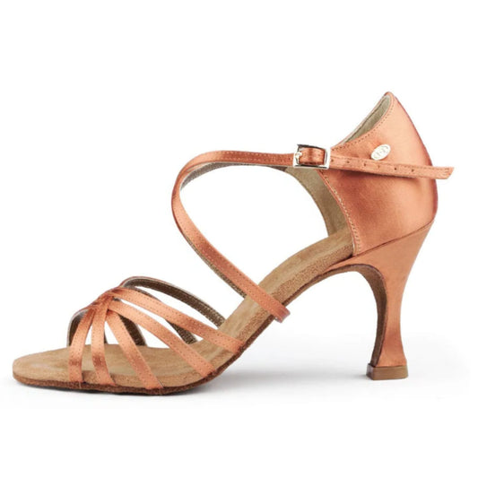 Portdance PD631 Basic Latin Dansschoen Dark Tan Satijn