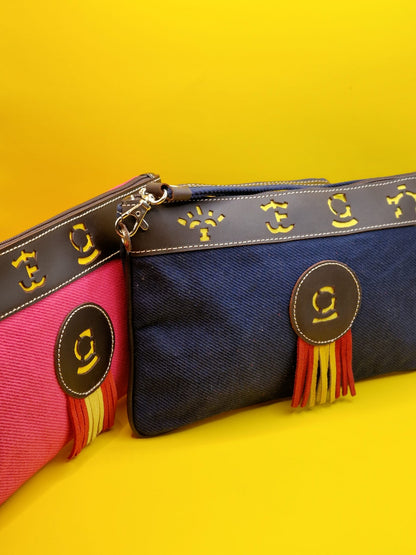 Sol Etui Tas - Stijlvolle Spaanse Tas in Donkerblauw en Fuchsia
